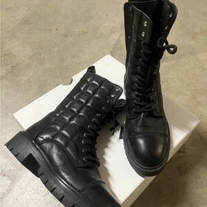 Black Lace-Up Combat Boots